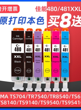 适用佳能PGI-480 CLI-481XXL墨盒Canon TS704/TR7540/TR8540/TS6140/TS8140/TS9140/TS9540/9541C打印机墨水