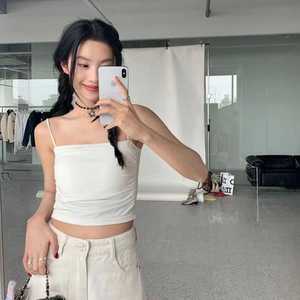 Y2024夏季新款辣妹纯色吊带小背心带胸垫修身显瘦外穿无袖内搭