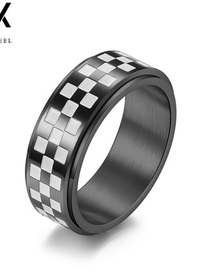 新品赛车赛结旗围棋棋盘黑白戒指