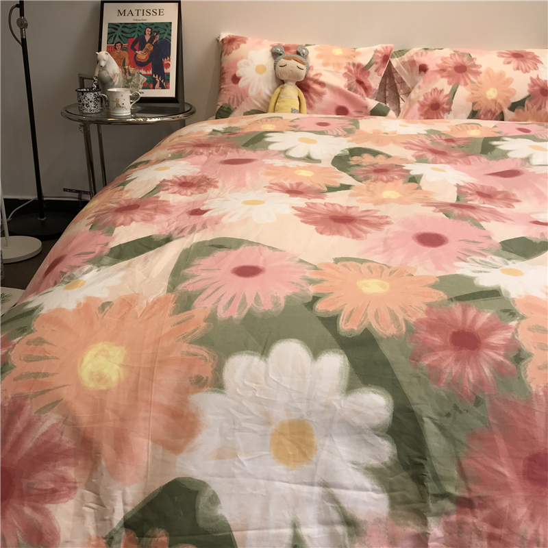 欧美式田园风小碎花床上四件套全棉纯A棉被套写意1.5m1.8米床单in