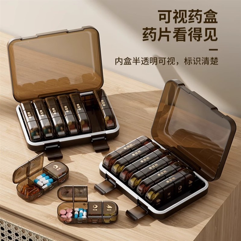 药盒一周七天分药器迷你装药吃药B提醒药品药物随身便携分装小盒