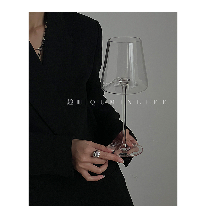 Qumibn 红酒杯子家用水晶玻璃高脚杯欧式风高颜值勃艮第葡萄酒杯