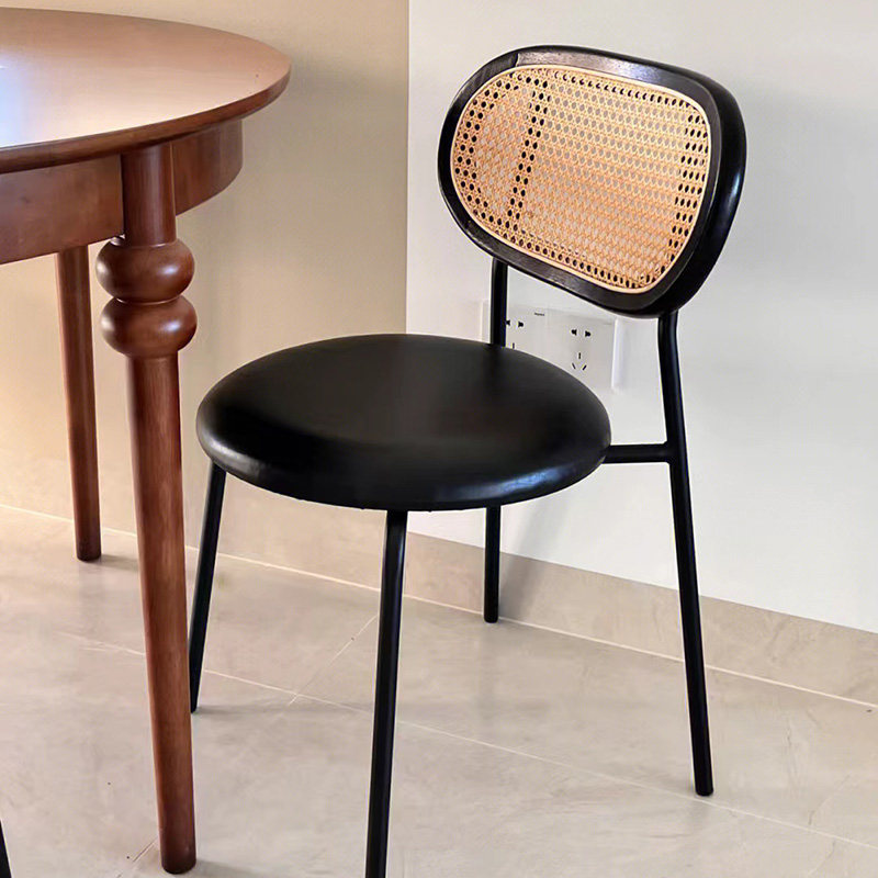 家用藤编法式奶j油风餐椅轻奢高级感简约侘寂餐桌椅白色化妆圆凳,住宅家具,餐椅,淘宝优惠券,粉丝福利购,淘宝优惠卷