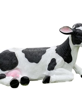 玻璃钢仿真奶牛j雕塑户外园林景观农场牧场草坪装饰品卡通动物摆