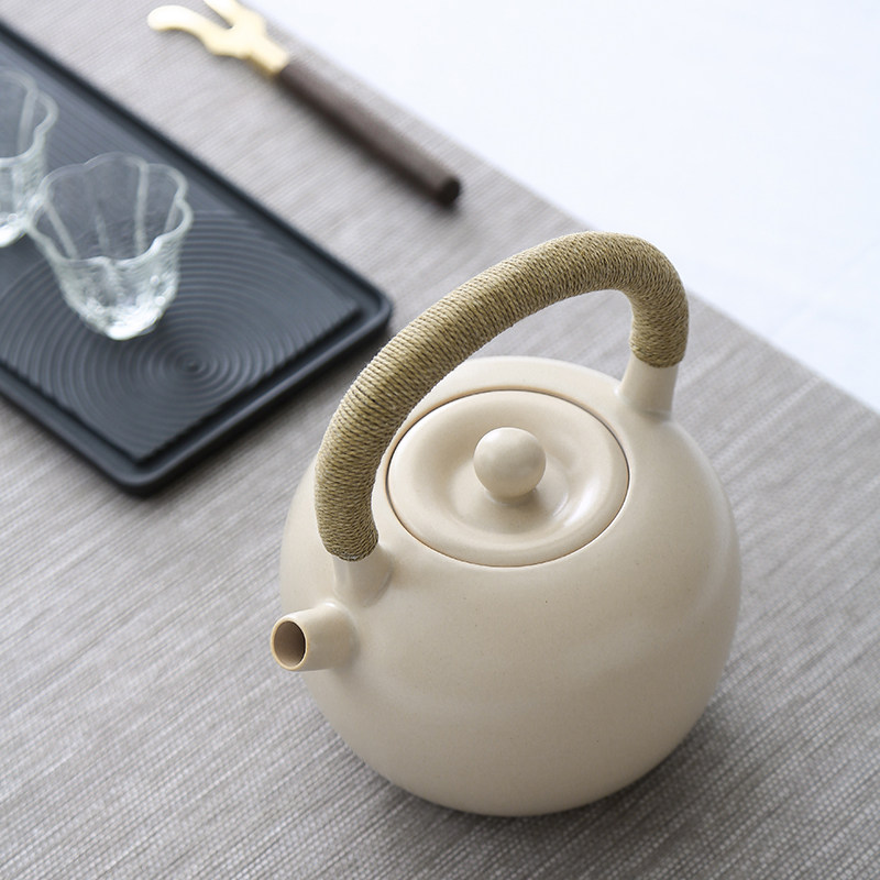 日式苏打釉e白泥壶手工陶壶煮茶器养生烧水壶电陶炉专用茶炉煮水