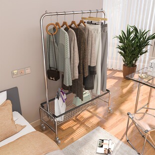 室内移动晾衣架挂衣架子落地家用卧室衣帽架阳台晒衣X架金属置物