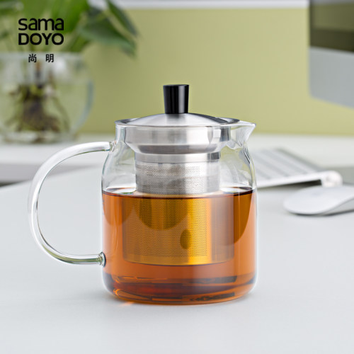 尚明耐热玻璃茶壶套装加厚透明不锈钢内胆过滤家用大容Z量泡茶器