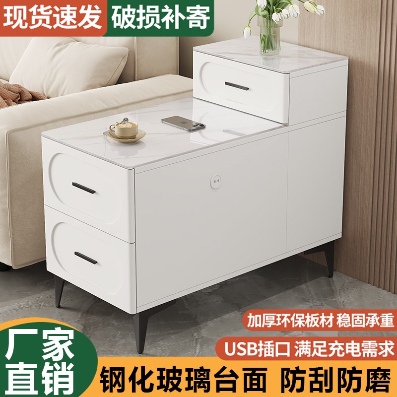 沙发边柜侧边柜客厅家用移动w茶水柜轻奢高级边几置物架茶几小桌