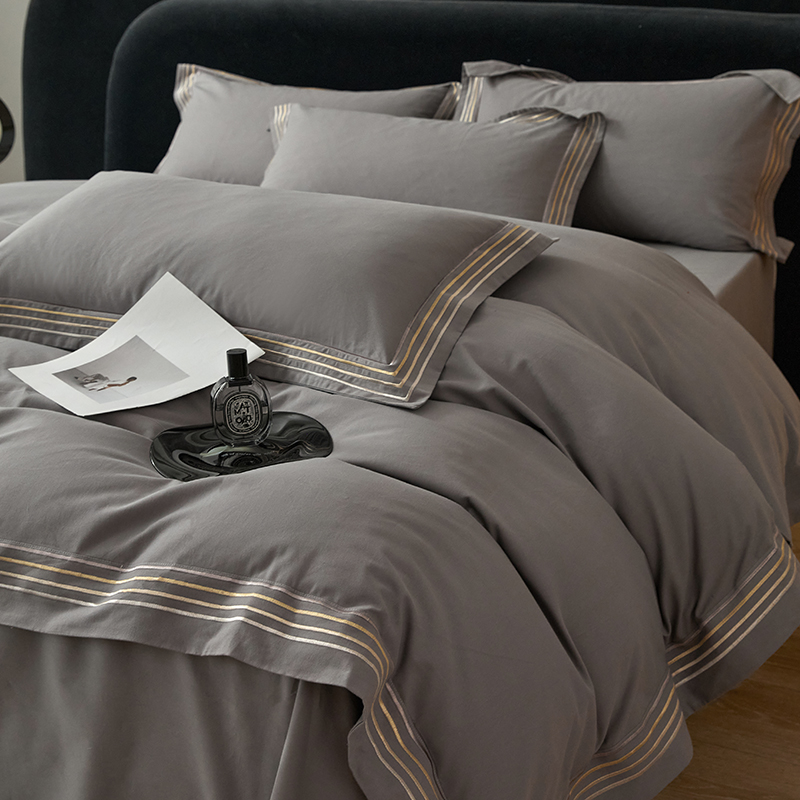 高级感200支纯棉磨毛q四件套秋冬季加厚全棉床单被套欧式床上用品