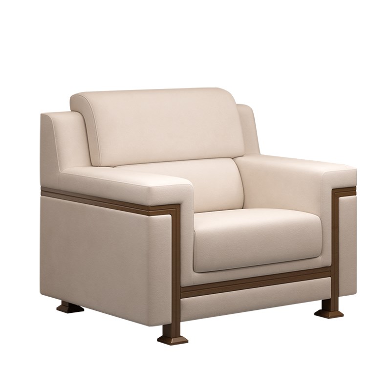 办公沙发贵宾接待会议室会客洽谈商务大会真皮单人位W沙发茶几组