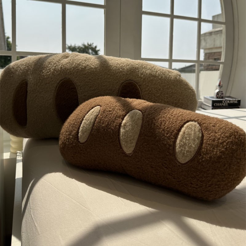 韩式创意个性少h女心大小羊毛绒法棍面包抱枕卡通可爱卧室客厅沙