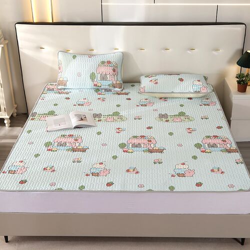 9卡芙缇乳胶冰丝凉席三件套B夏季新款裸睡折叠可水洗软席