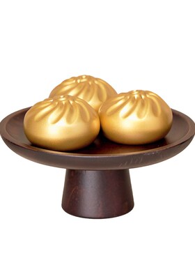 逅里《包赚》黄h铜小笼包摆件 书房玄关装饰布置 开业新婚乔迁礼