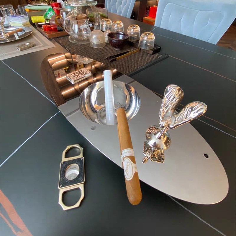 总裁御用超奢华劳斯莱斯不锈钢装饰雪茄烟灰缸置物盘X潮流装饰摆