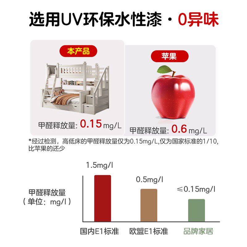儿童床女孩男孩上下铺双层子母高低床T樱桃木实木家具