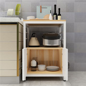 厨房置物架落地多层微波炉烤箱架子家G用多功能白色三层收纳置物