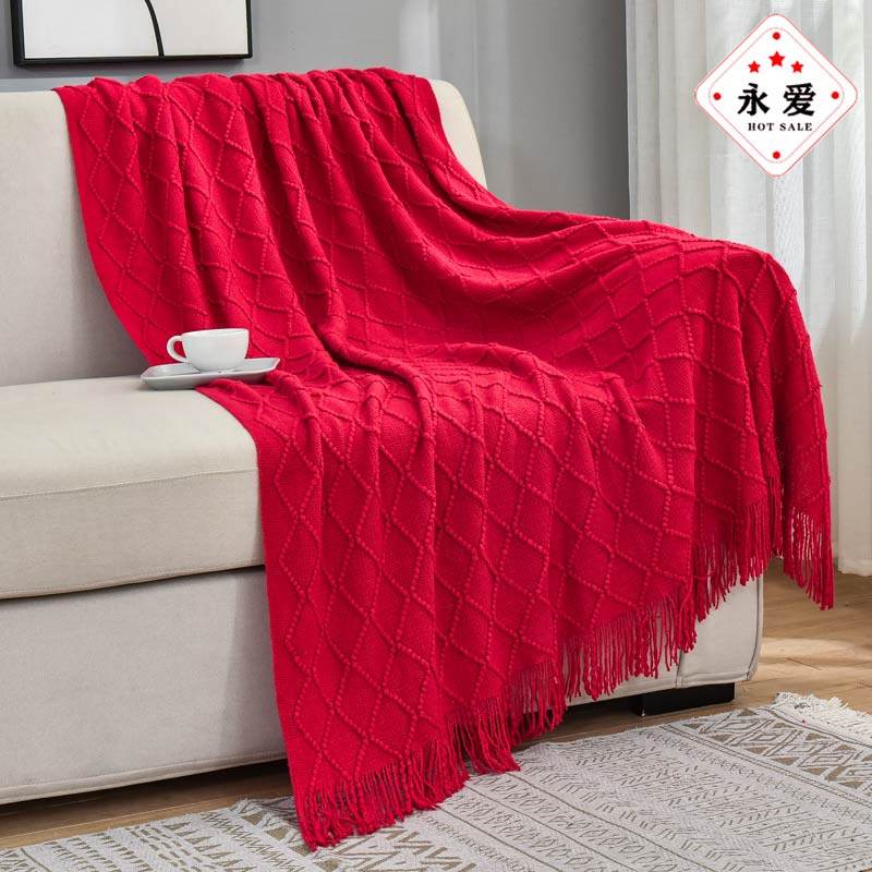 酒店针织毯床尾巾沙发搭巾毯装饰流E苏床尾毯宾馆新款床搭民宿床,床上用品,床盖,淘宝优惠券,粉丝福利购,淘宝优惠卷