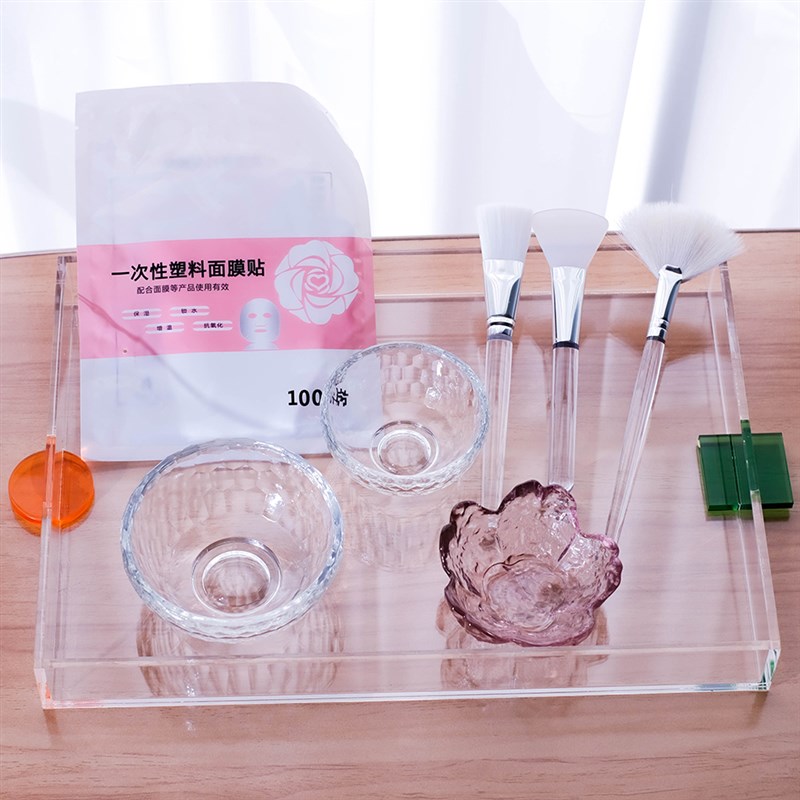 美容院透明长方形托盘塑料ivns风亚克力塑料果盘咖啡茶托轻奢甜品