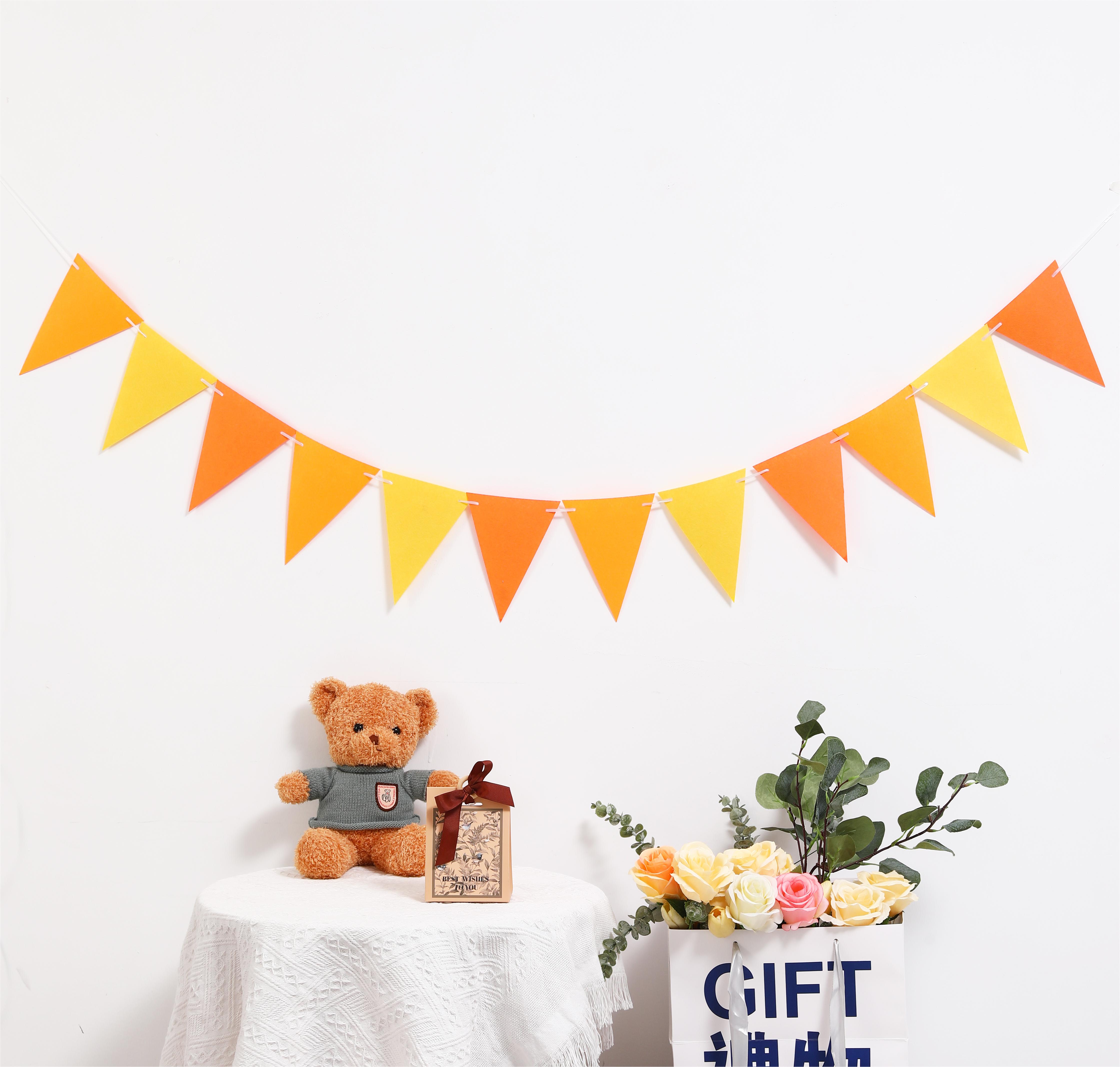 速发三角旗毛毡生日场景饰置男户孩儿童派对装布拉旗孩外幼儿园挂