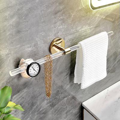 速发免打孔毛巾挂杆创意墙浴克力手巾架卫生间亚巾架毛巾环置物杆