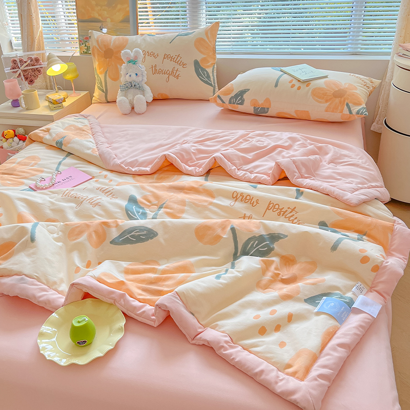 速发小清新被被纯棉全棉可机洗夏凉被薄秋春款小夏子宿舍单人空调