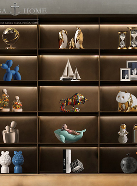 速发高档轻奢酒房书柜公饰品摆件套装玄关家居工艺品办装室摆设