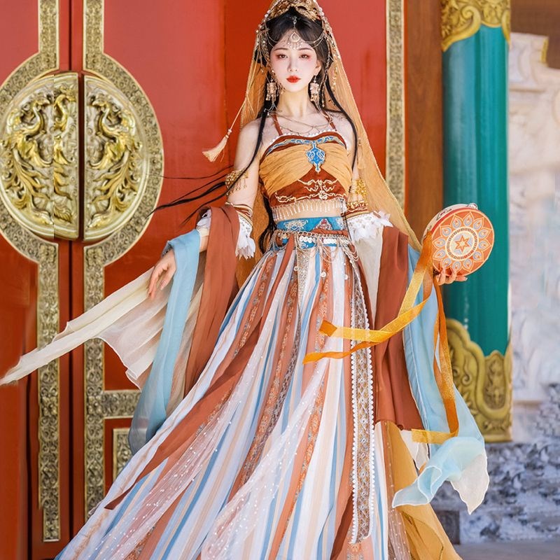 速发敦煌飞天公主异域风少改良汉服汉元素摄影楼演出服西域舞蹈