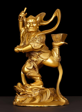 速发魁星点斗摆件熬铜魁星踢斗铜装家用办公室书房像饰品黄铜独占