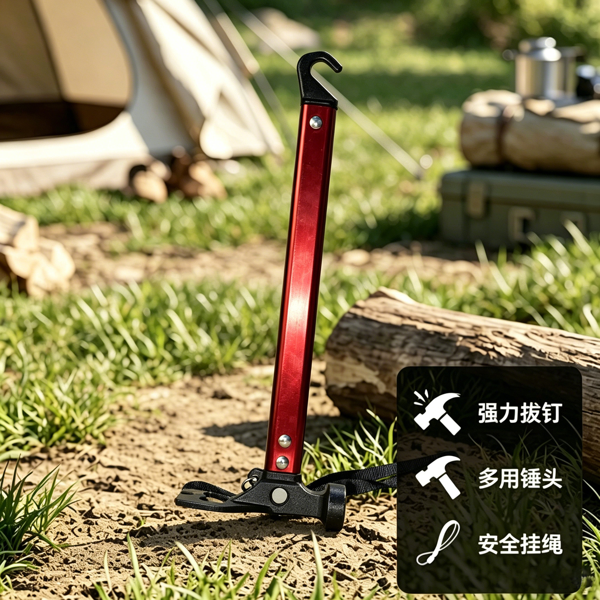 户外多功能工具露营帐篷天幕地钉铝合金锤子求生装备榔头野营装备