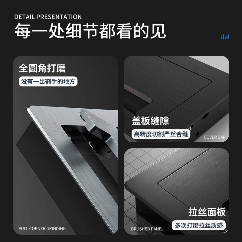 电视柜隐藏穿线盒嵌入式电脑桌线孔盖办公桌子长方形阻尼缓冲装饰