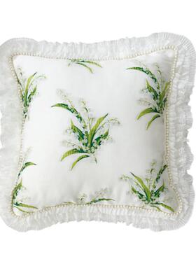 3y铃兰花法式抱枕田园小清新蕾丝靠枕套靠垫可拆洗腰枕定床头靠背