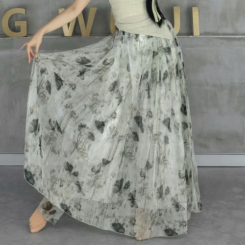 速发新中式改良马裤裙古典舞飘逸阔国面中腿舞裤裙水墨舞蹈服舞