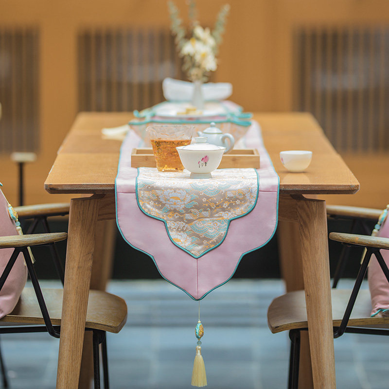 速发桌旗轻奢高端结婚茶几布餐桌布新中式禅意茶桌茶席婚礼高级感