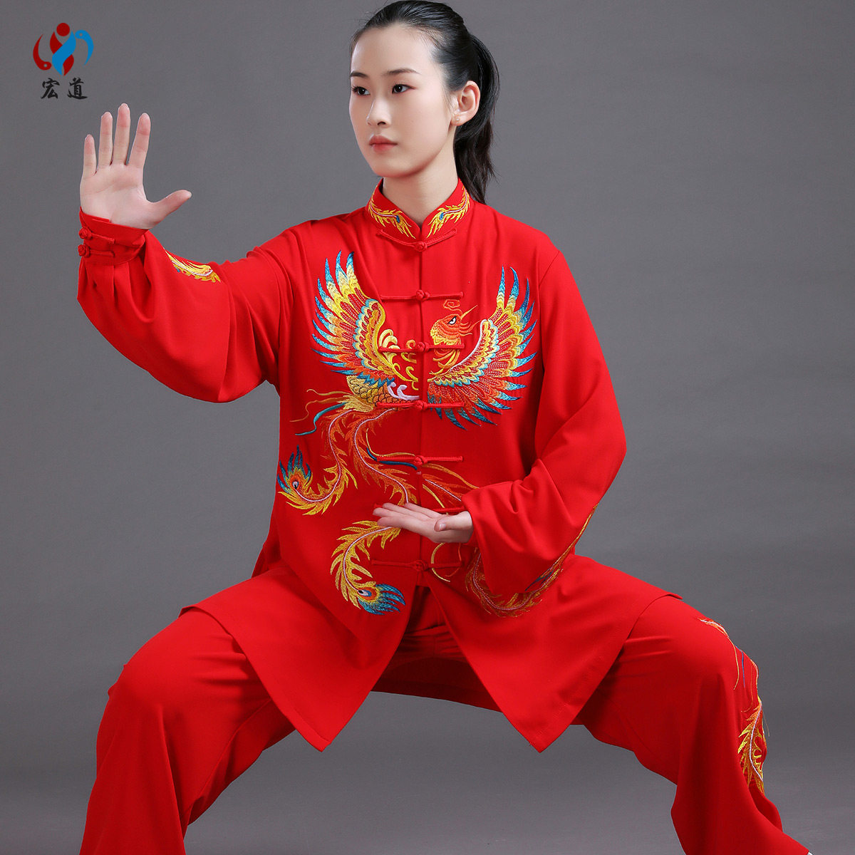 速发术道 服极服新款高端刺绣凤凰展翅太极练功太男武宏表演服春