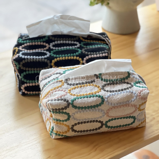 速发刺绣餐巾盒皆袋明风经典 布艺车载可悬挂纸巾川客厅抽 铃鼓新款