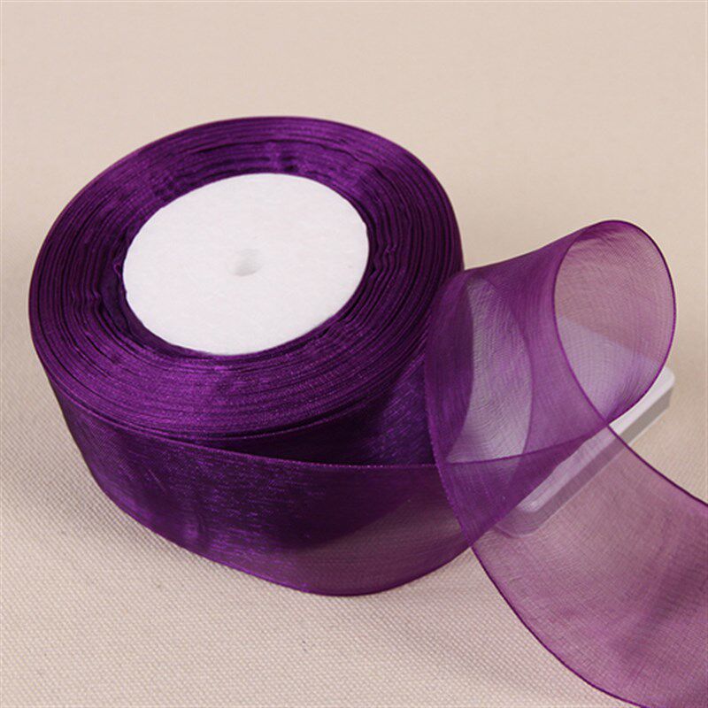 速发12/15/50/25/40/P0mm 2retty Dk purple Orgaza Ribbos Gift