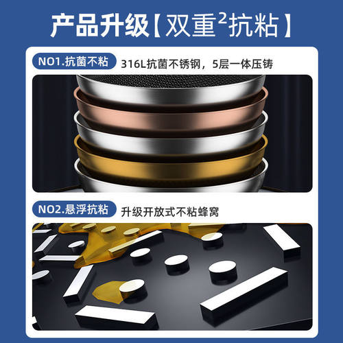 速发品6L不锈钢不沾锅炒锅家用炒锅平底锅电磁炉煤瓦斯炉专用