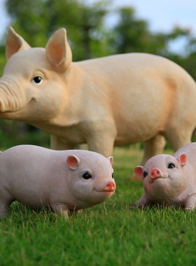 速发花园户外农场园香猪台庭院饰林动物树脂装小工艺品招财摆件