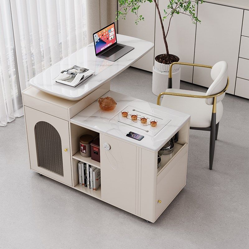 速发岩板旋转移动小茶车轻奢台小茶桌用组合家椅办公台茶一体泡带,住宅家具,家用茶台/茶桌,淘宝优惠券,粉丝福利购,淘宝优惠卷