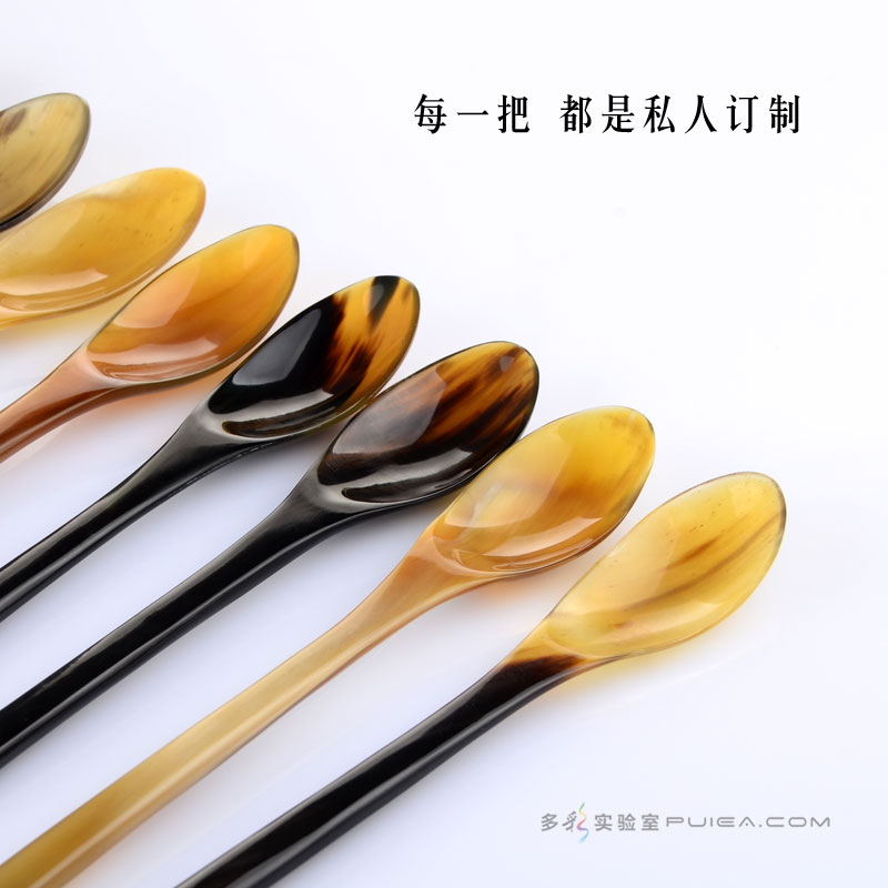速发牛角勺宝宝小号儿童勺婴儿辅食勺茶勺长柄搅拌勺圆润光滑调羹