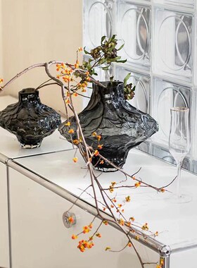 速发璃谷玻山花意丹麦峡谷客厅透明插花水养轻奢高档创瓶艺术摆件