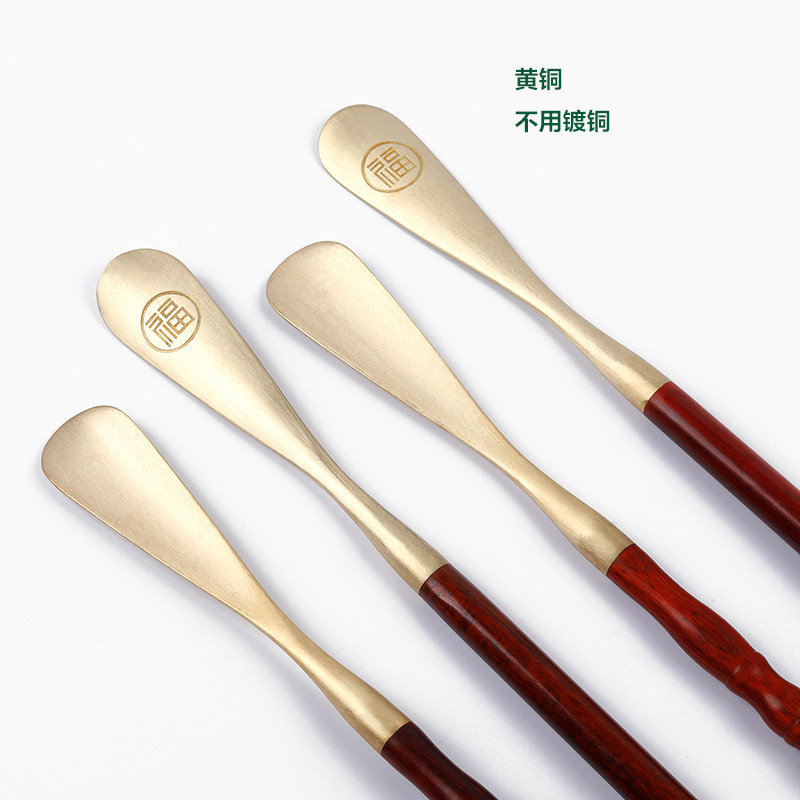 速发红木超长柄鞋拔子紫檀提鞋器铜鞋扒子鞋抽老人家用实木鞋溜子