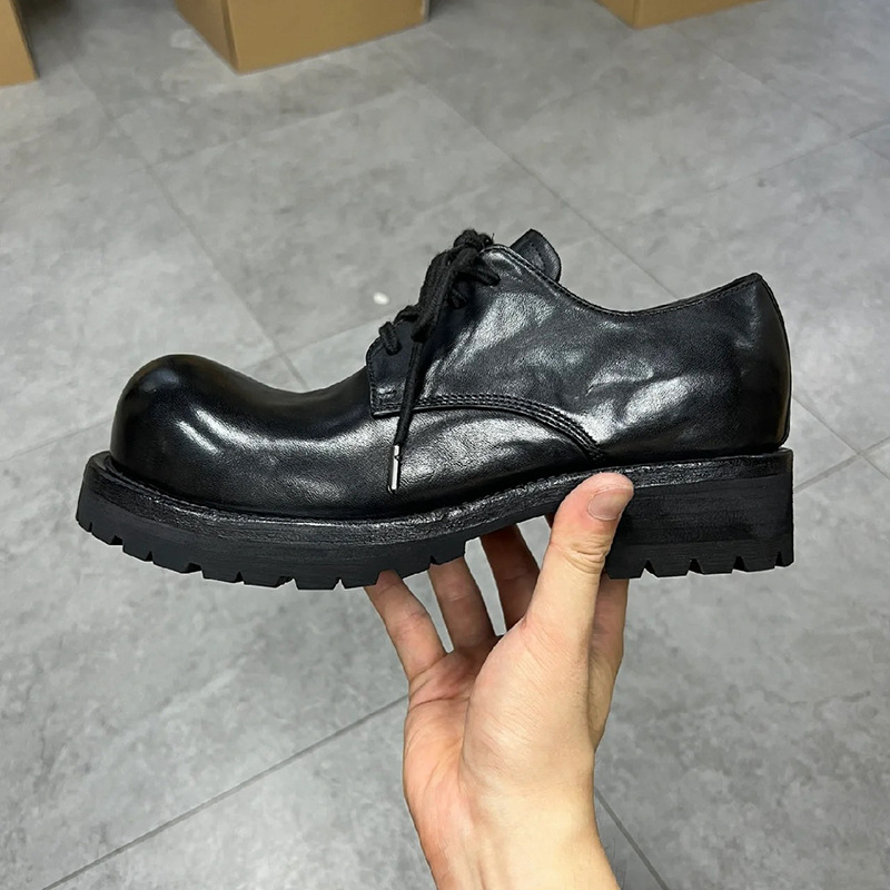 固特异手工真皮厚底休闲情侣皮鞋