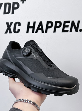 男鞋夏季户外登山防滑透气全黑色通勤鞋旋转纽扣旅游运动休闲鞋男