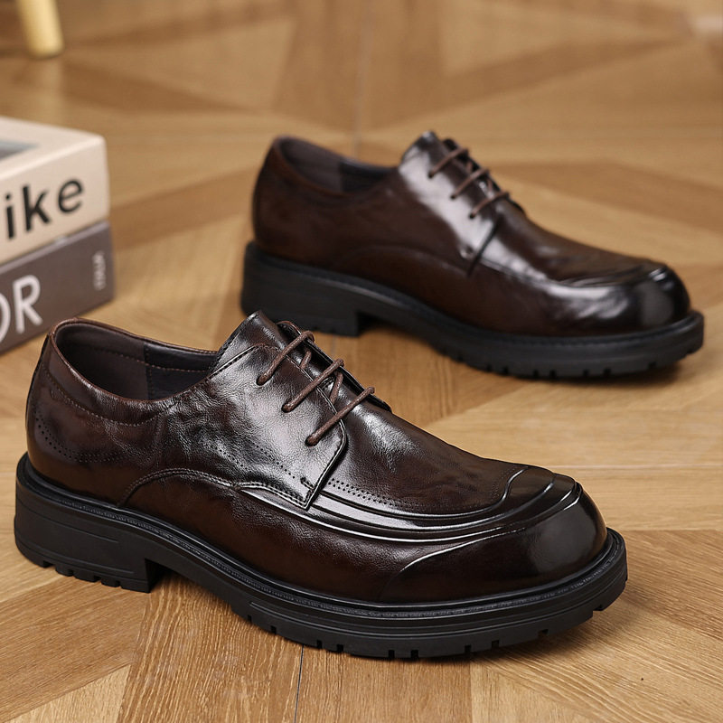 头层牛皮男士休闲皮鞋爆款正装鞋黑色新款男鞋四季鞋商务鞋真皮潮
