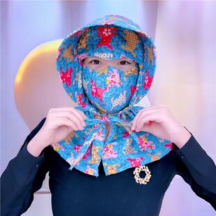 女士防晒遮阳太阳帽夏季户外透气干农活工作遮全脸大帽檐采茶帽子