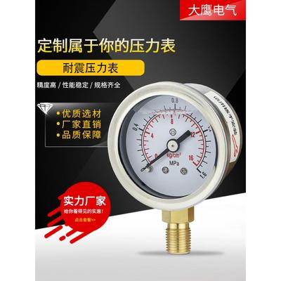 耐震压力表YN40不锈钢材质油压气压水压螺纹M10*1 NPT1/8 1/4 1分