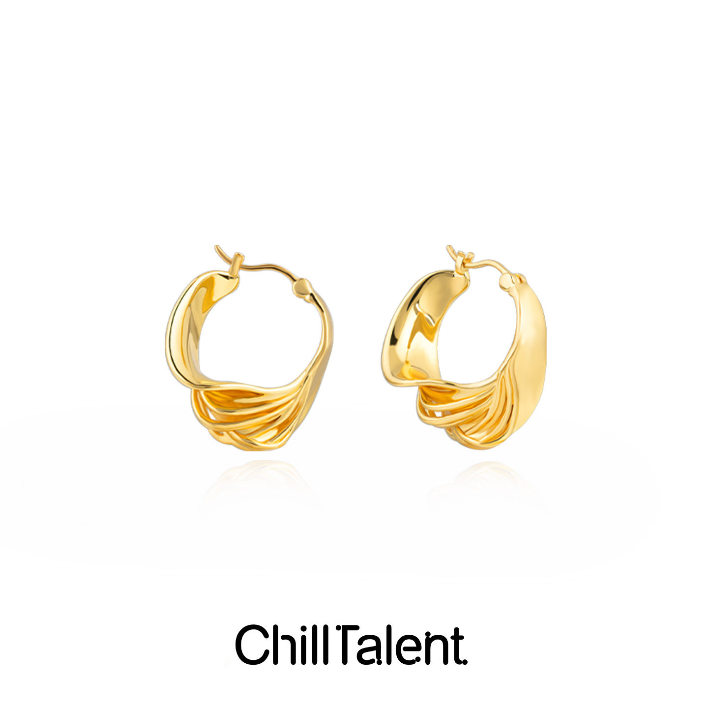 ChillTalent鳞波漫舞耳饰手工波纹肌理轻奢原创设计感送闺蜜礼物