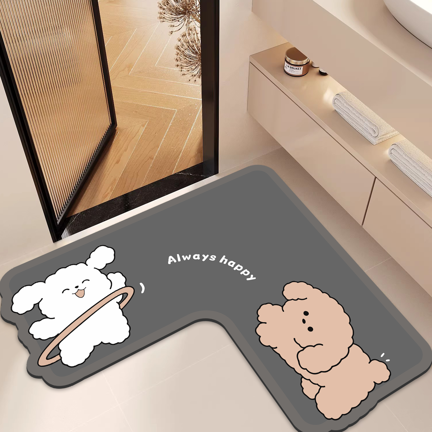 浴室地垫L型硅藻泥吸水脚垫防滑垫转角L型厨房地垫专用耐脏地毯,家庭/个人清洁工具,地垫,淘宝优惠券,粉丝福利购,淘宝优惠卷