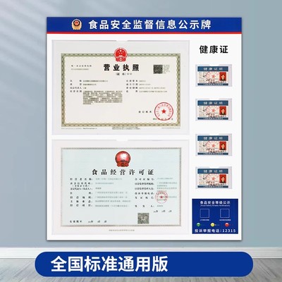 食品安全信息公示栏营业执照框架